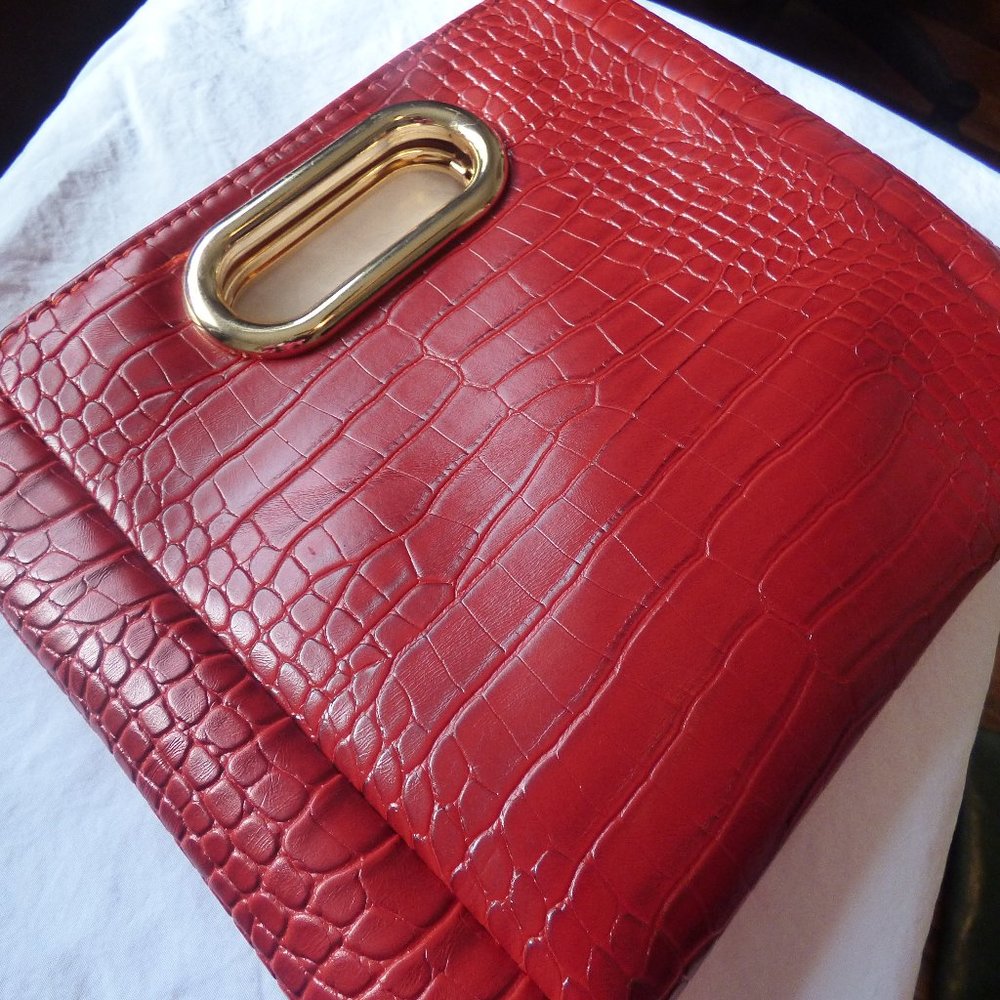 Red Croc print clutch Womens Hand Bag